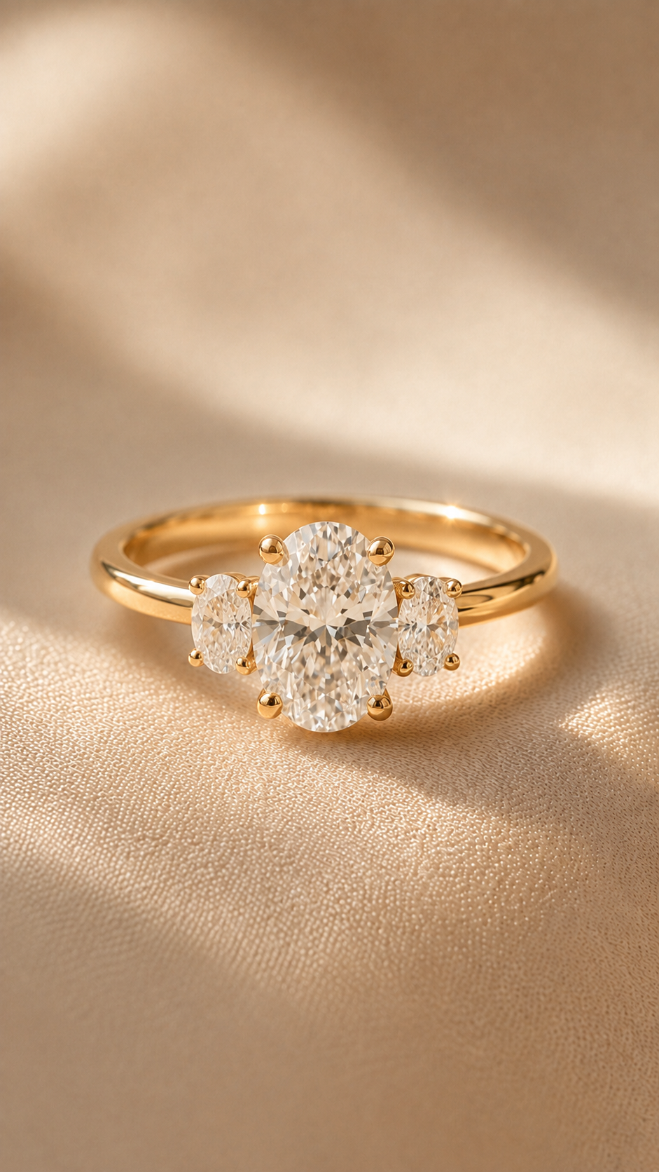 Three-stone oval engagement ring