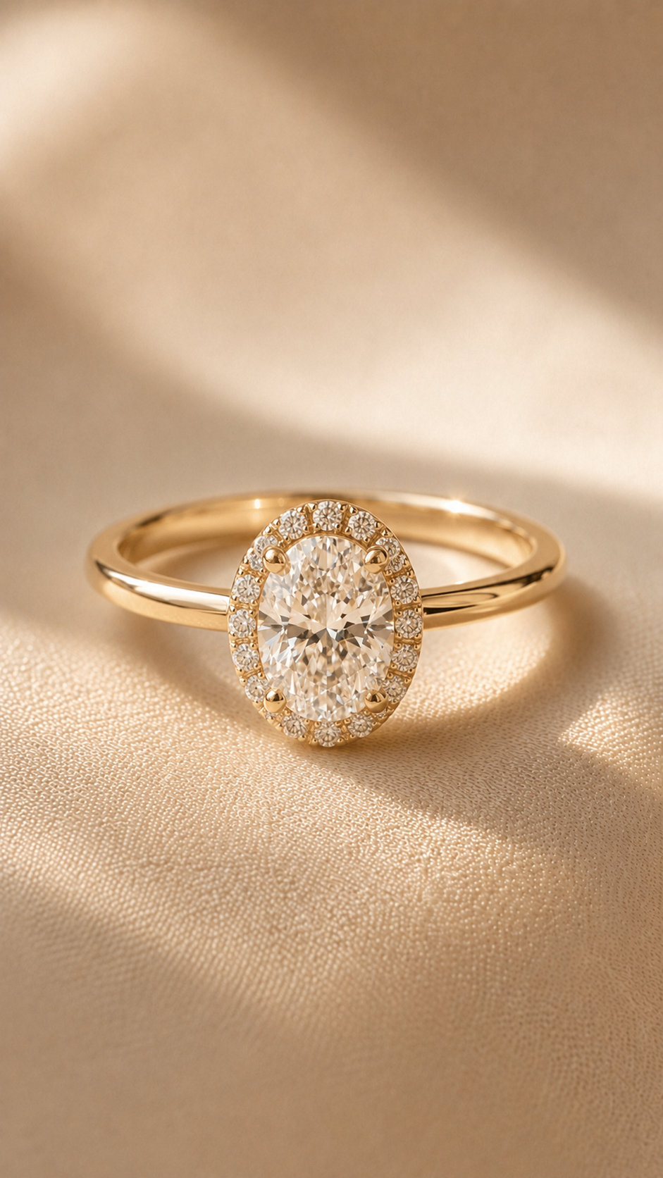 Halo oval engagement ring