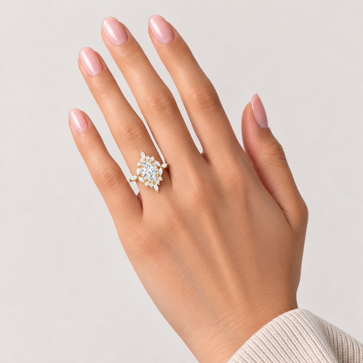 Oval Moissanite Floral Ring – Sarah