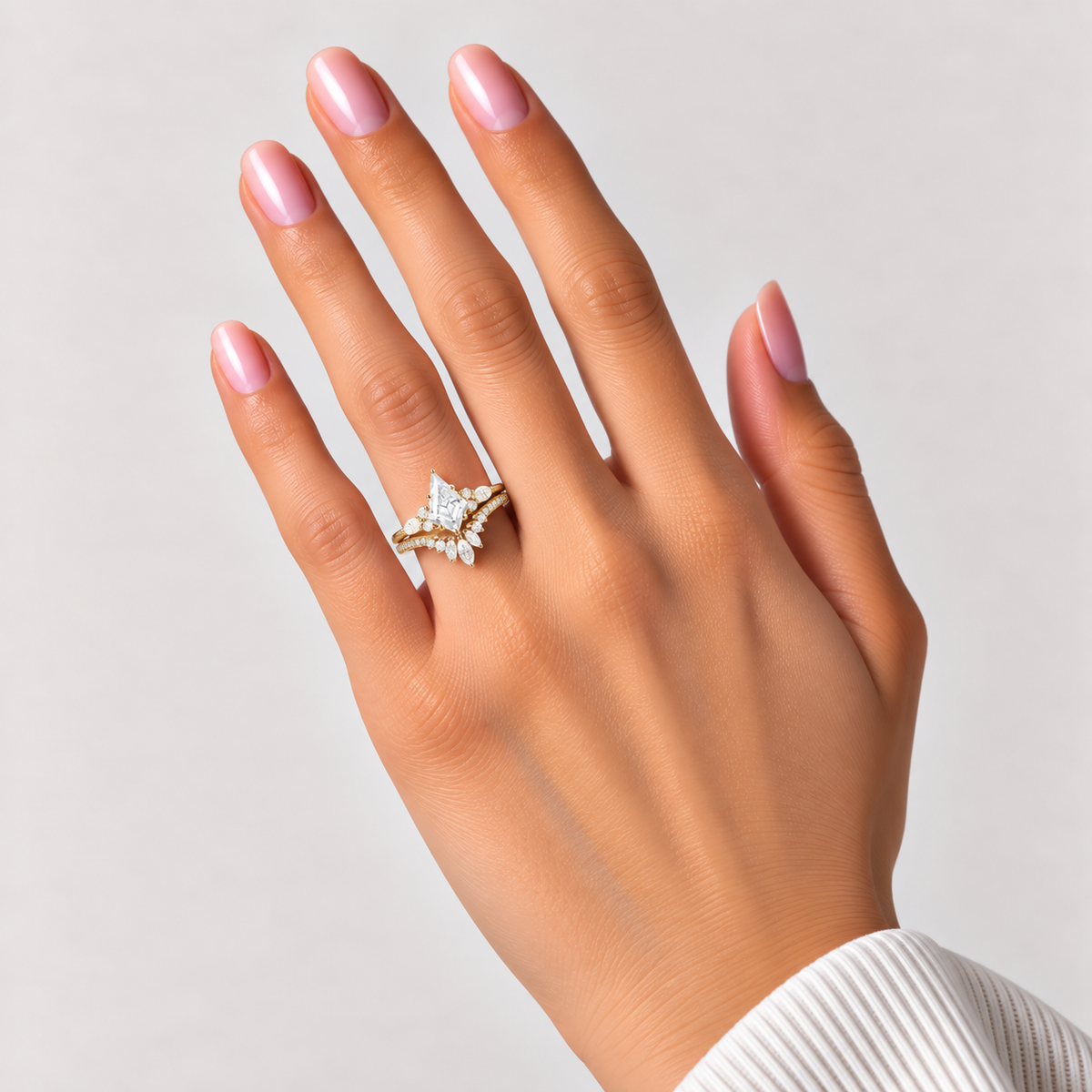 Kite Cut Moissanite Ring Set 2pcs – Aurora