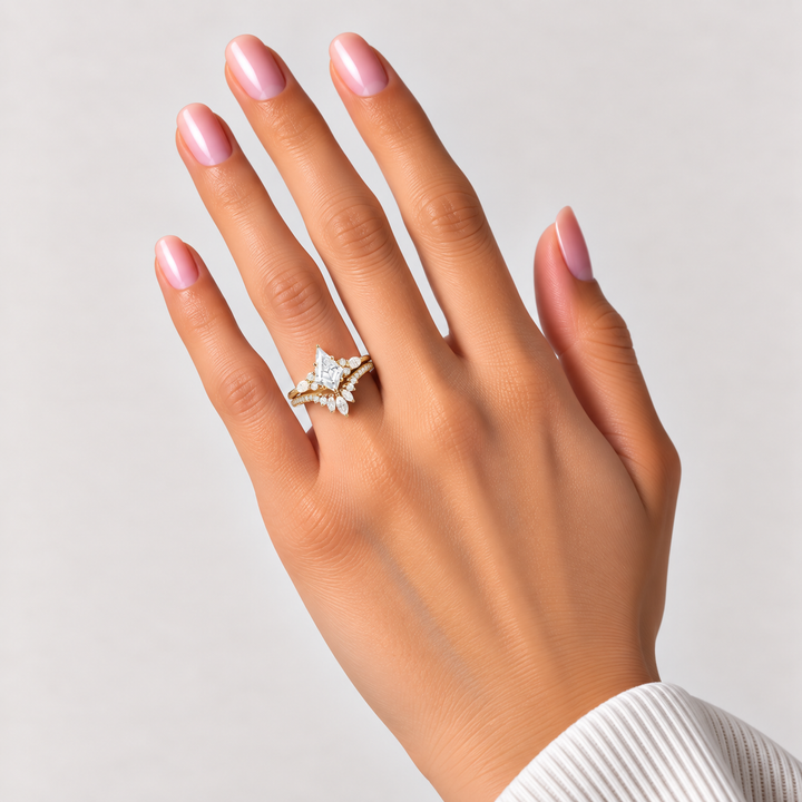Kite Cut Moissanite Ring Set 2pcs – Aurora