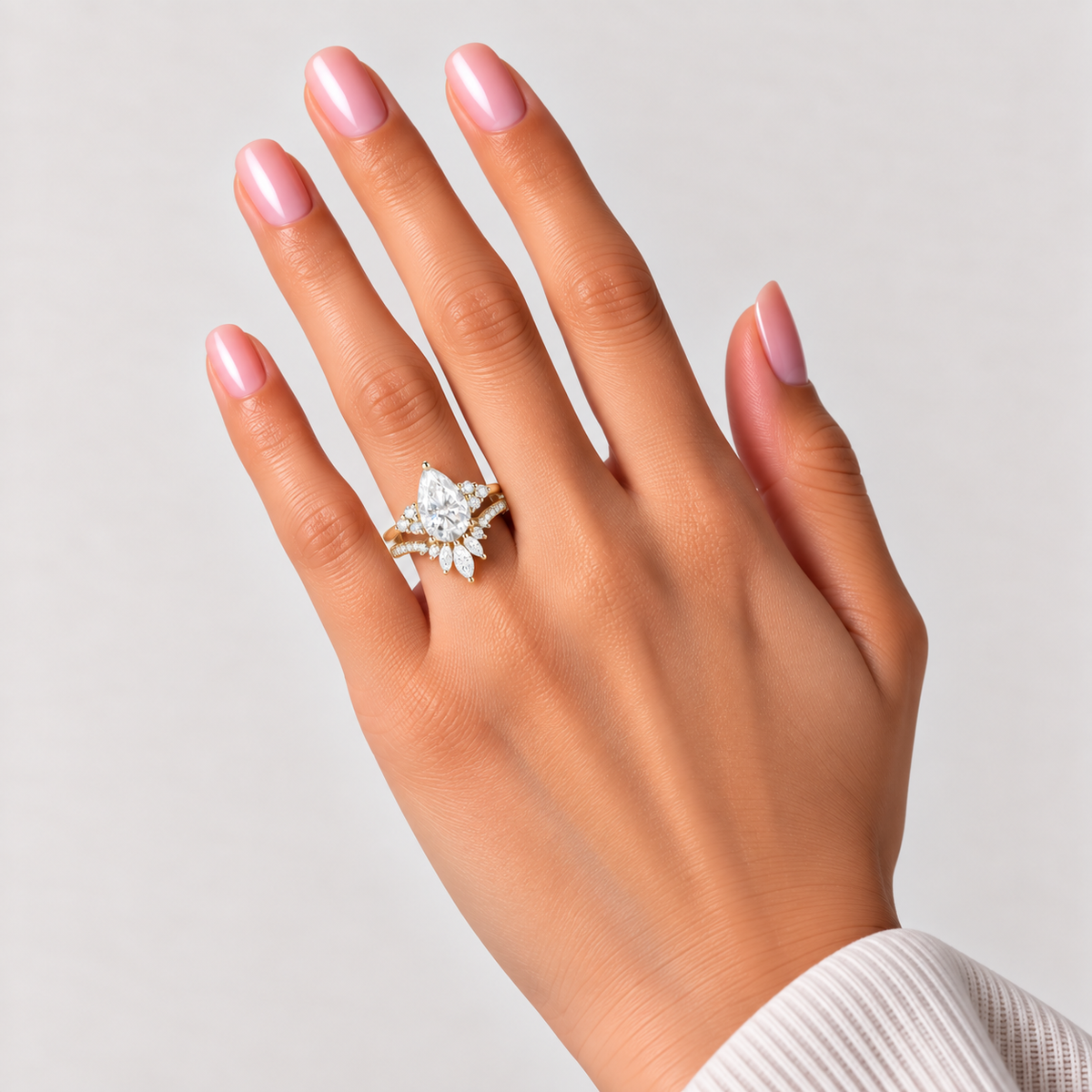 Pear Moissanite Ring Set 2pcs – Camille
