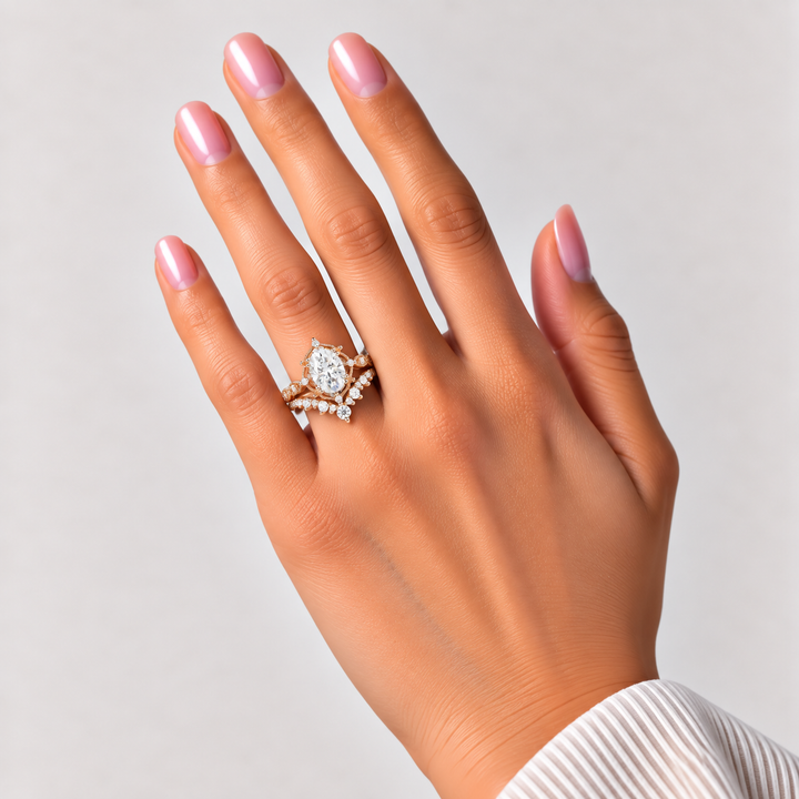 Oval Moissanite Ring Set 2pcs – Nora