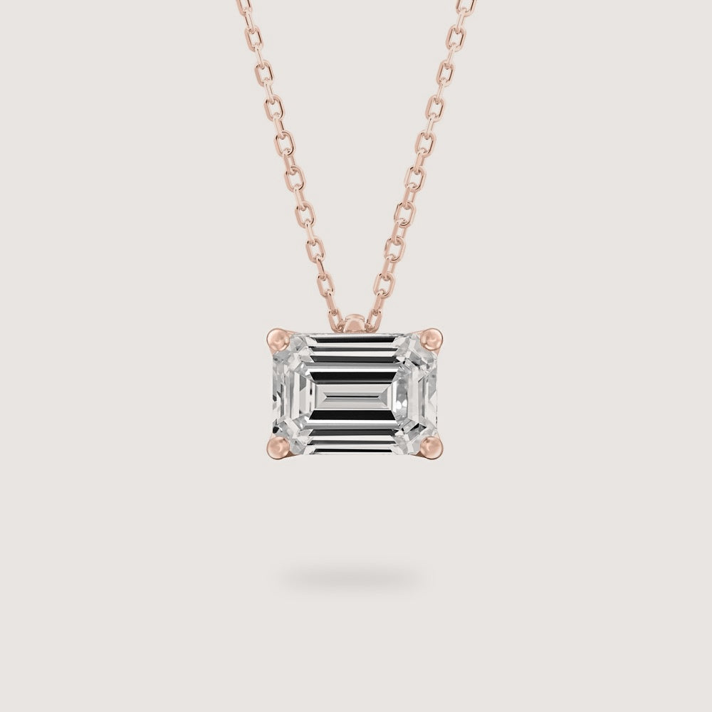 Diamond Pendant - Emerald - Rose Gold