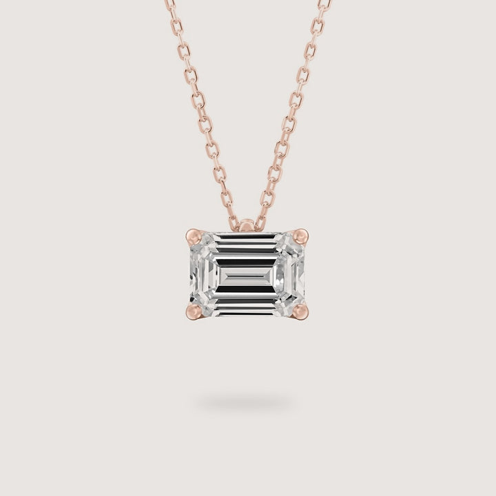 Diamond Pendant - Emerald - Rose Gold