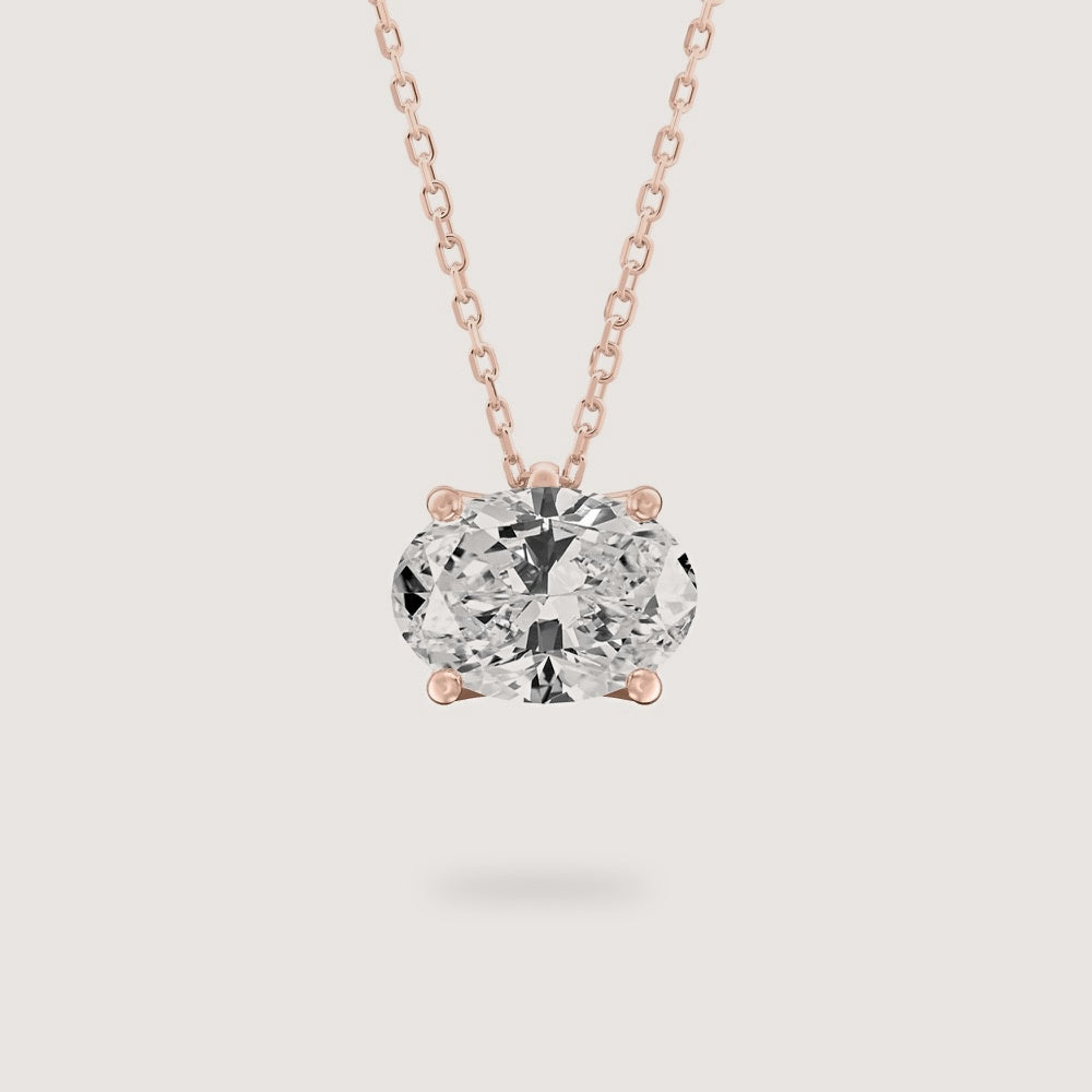 Diamond Pendant - Oval - Rose Gold