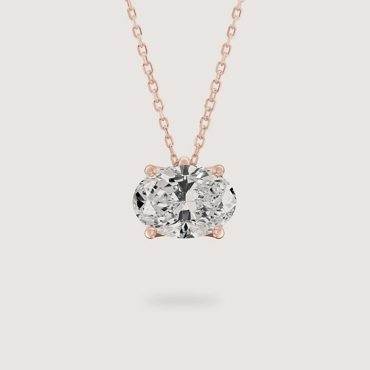 Diamond Pendant - Oval - Rose Gold