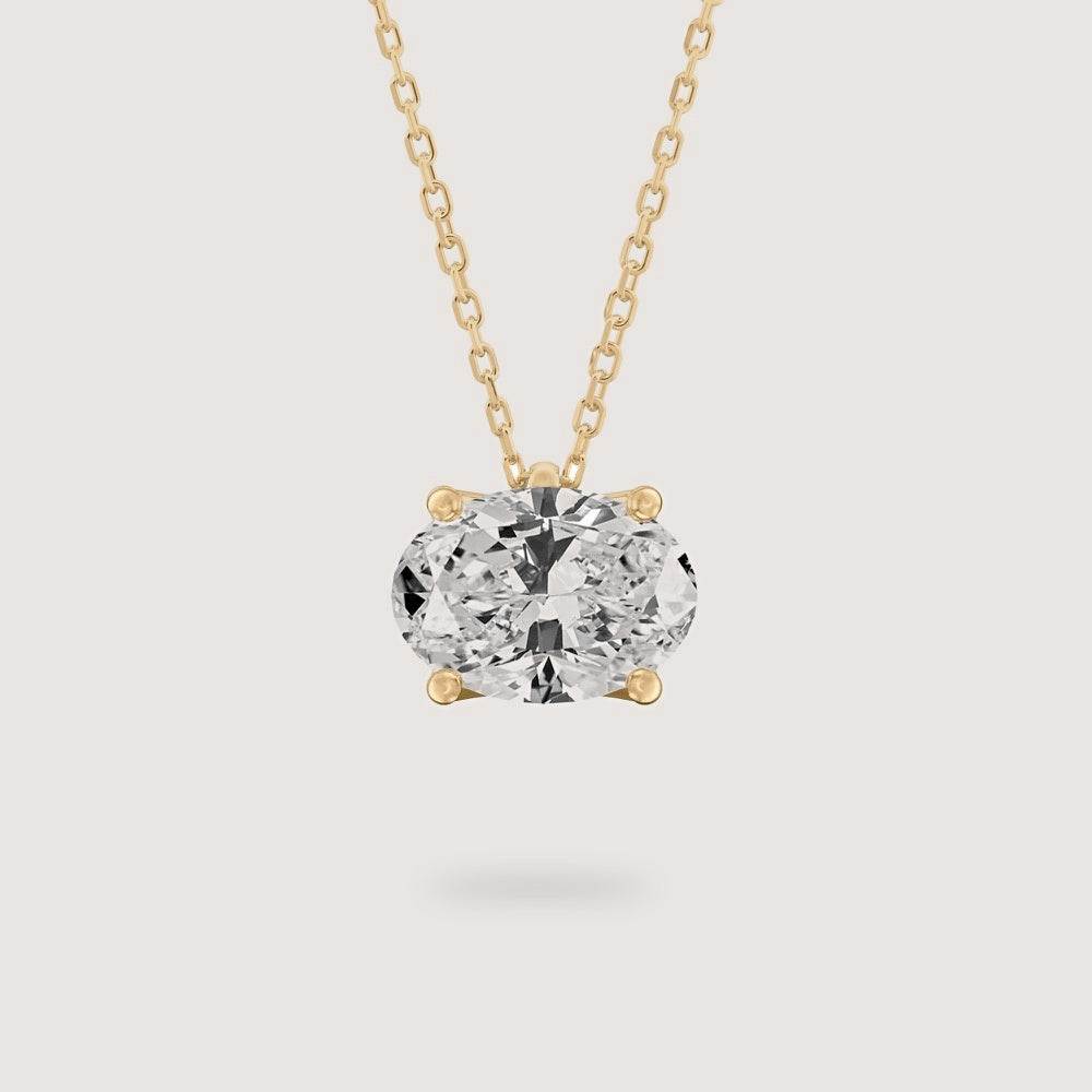 Diamond Pendant - Oval - Yellow Gold