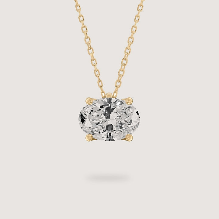 Diamond Pendant - Oval - Yellow Gold