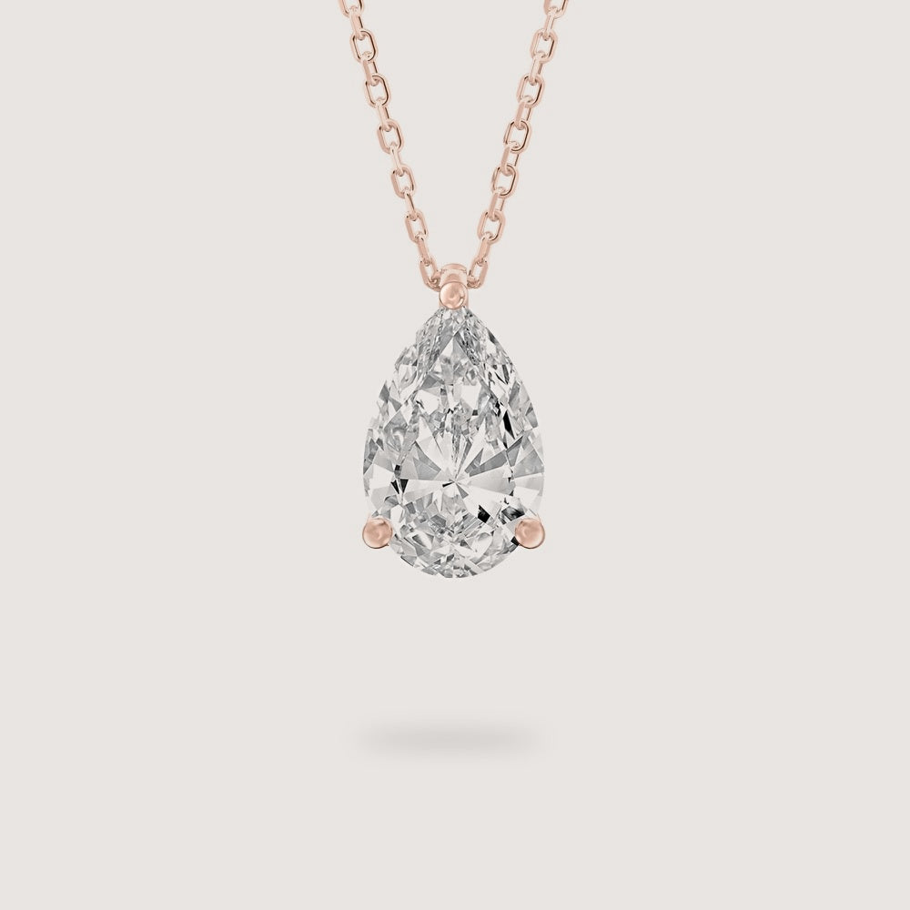 Diamond Pendant - Pear - Rose Gold