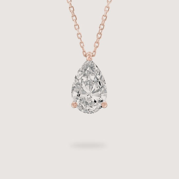 Diamond Pendant - Pear - Rose Gold