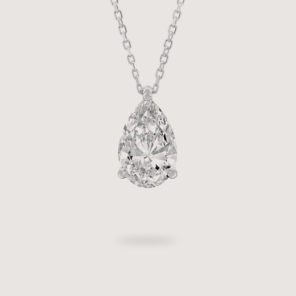 Diamond Pendant - Pear - White Gold