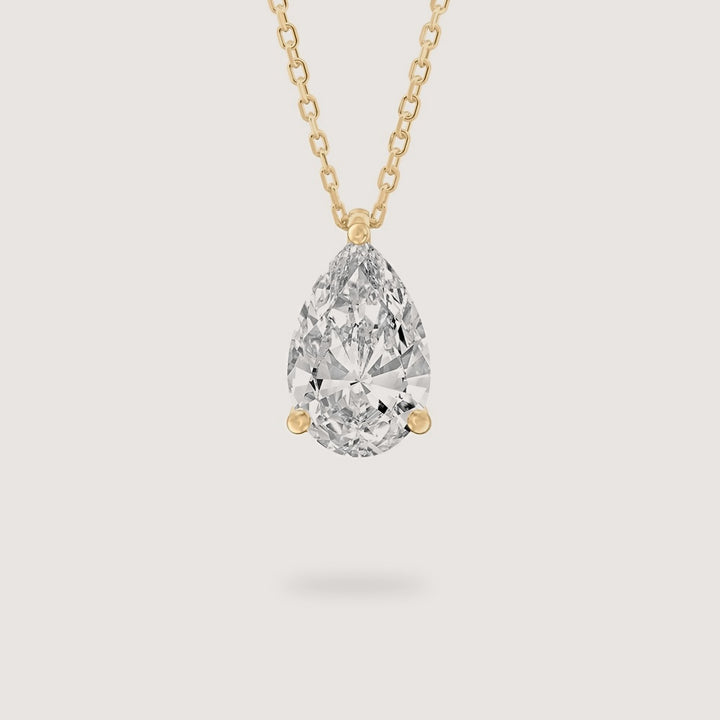 Diamond Pendant - Pear - Yellow Gold