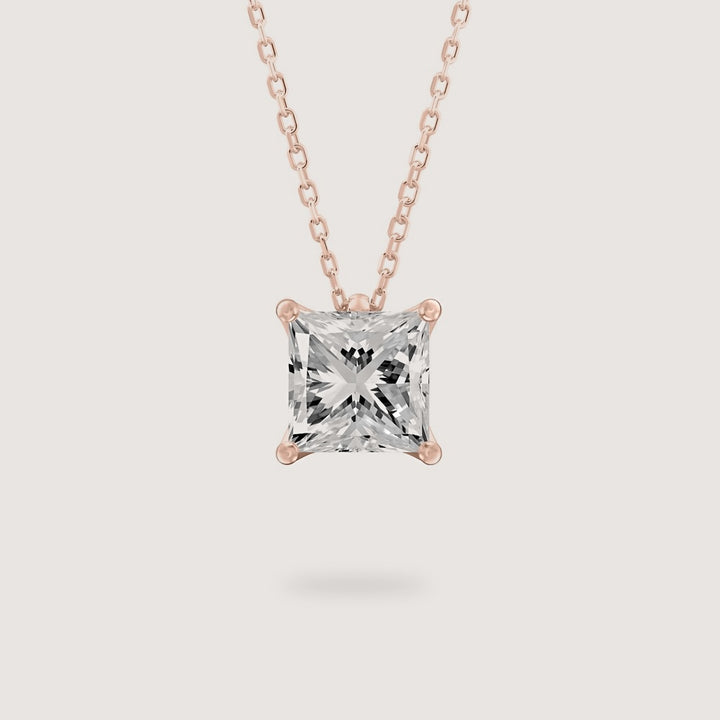 Diamond Pendant - Princess - Rose Gold