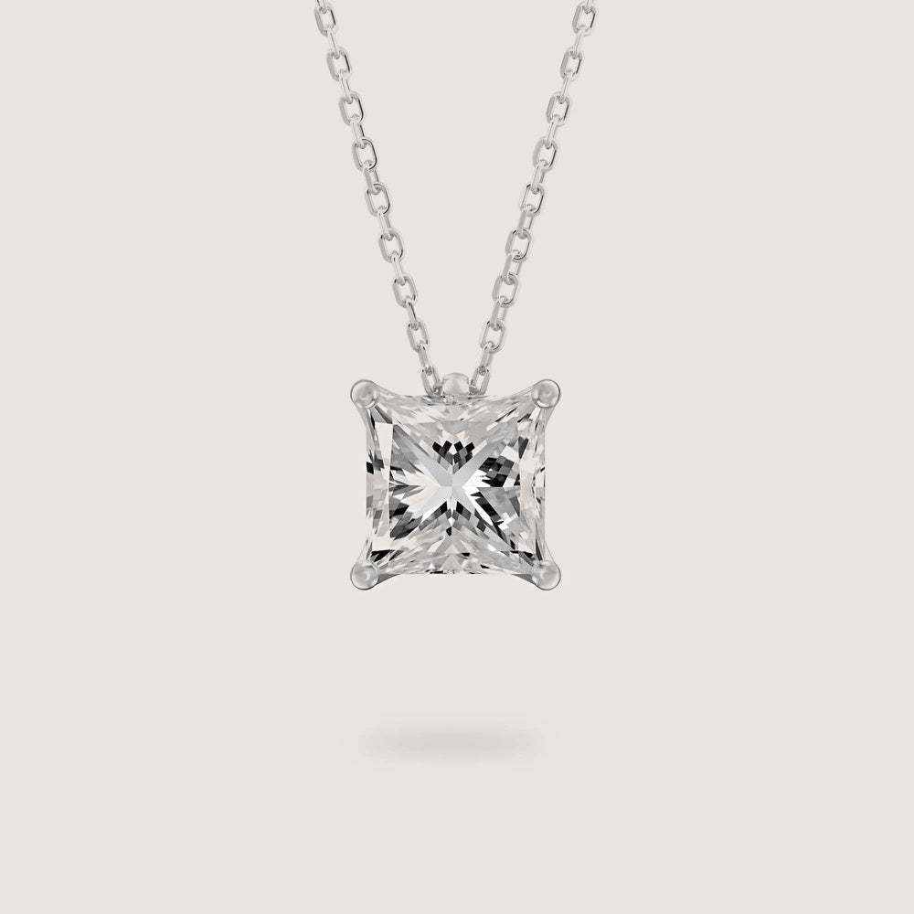 Diamond Pendant - Princess - White Gold