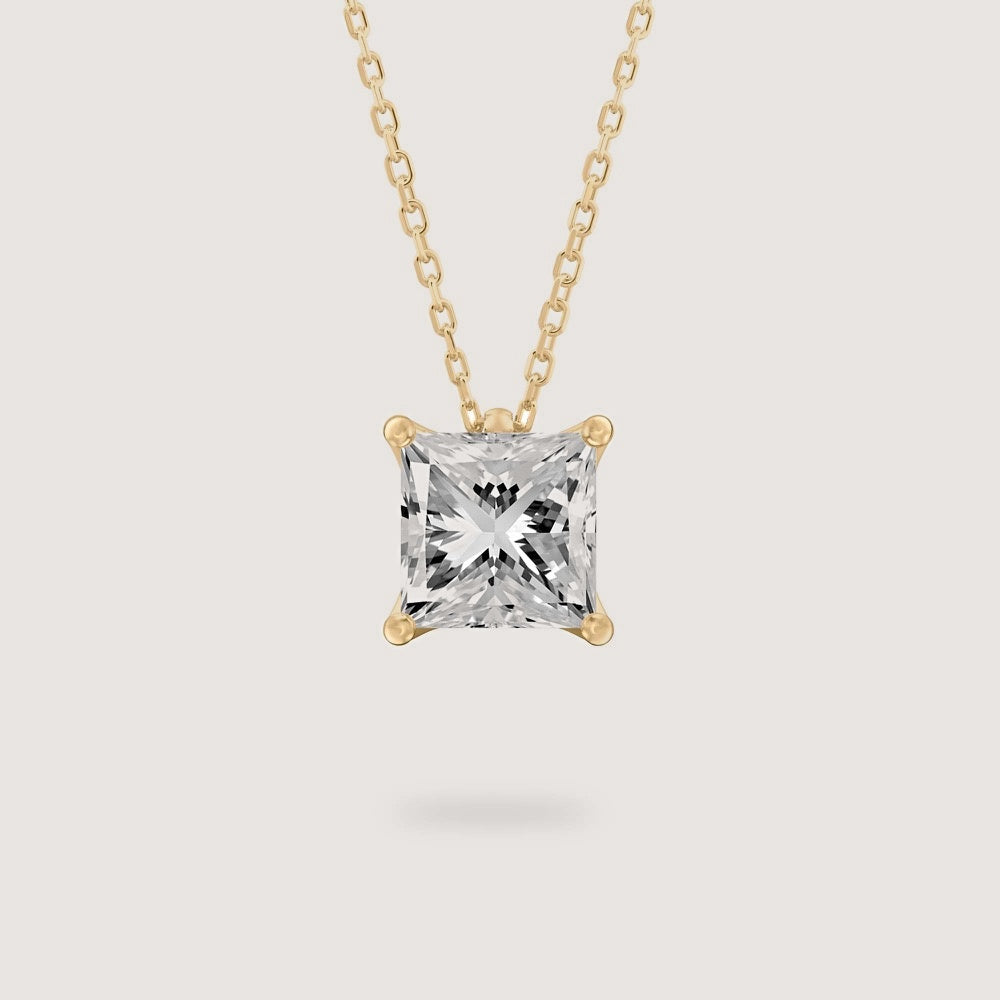 Diamond Pendant - Princess - Yellow Gold