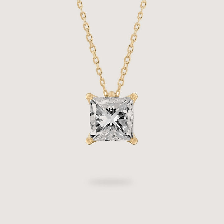Diamond Pendant - Princess - Yellow Gold