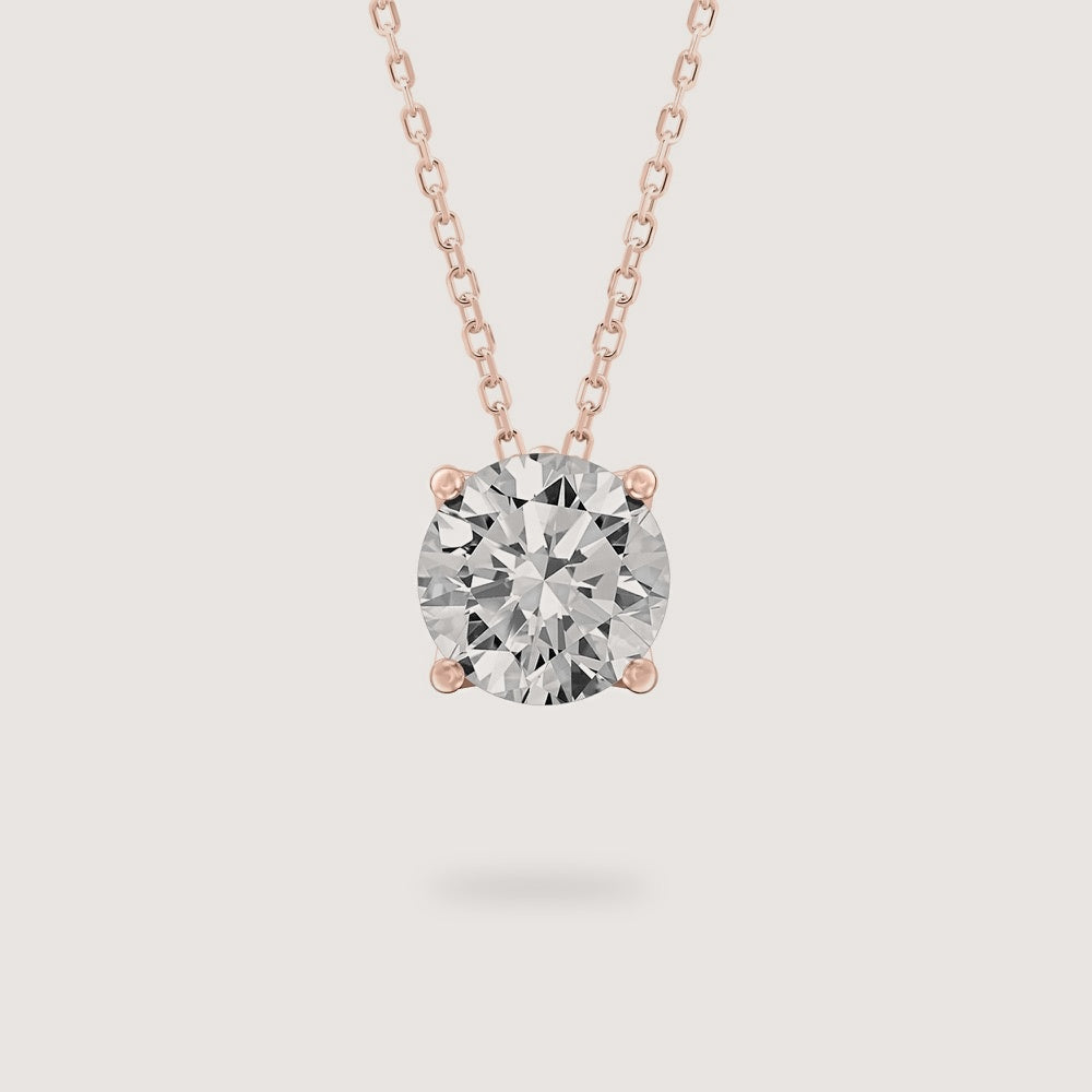Diamond Pendant - Round - Rose Gold