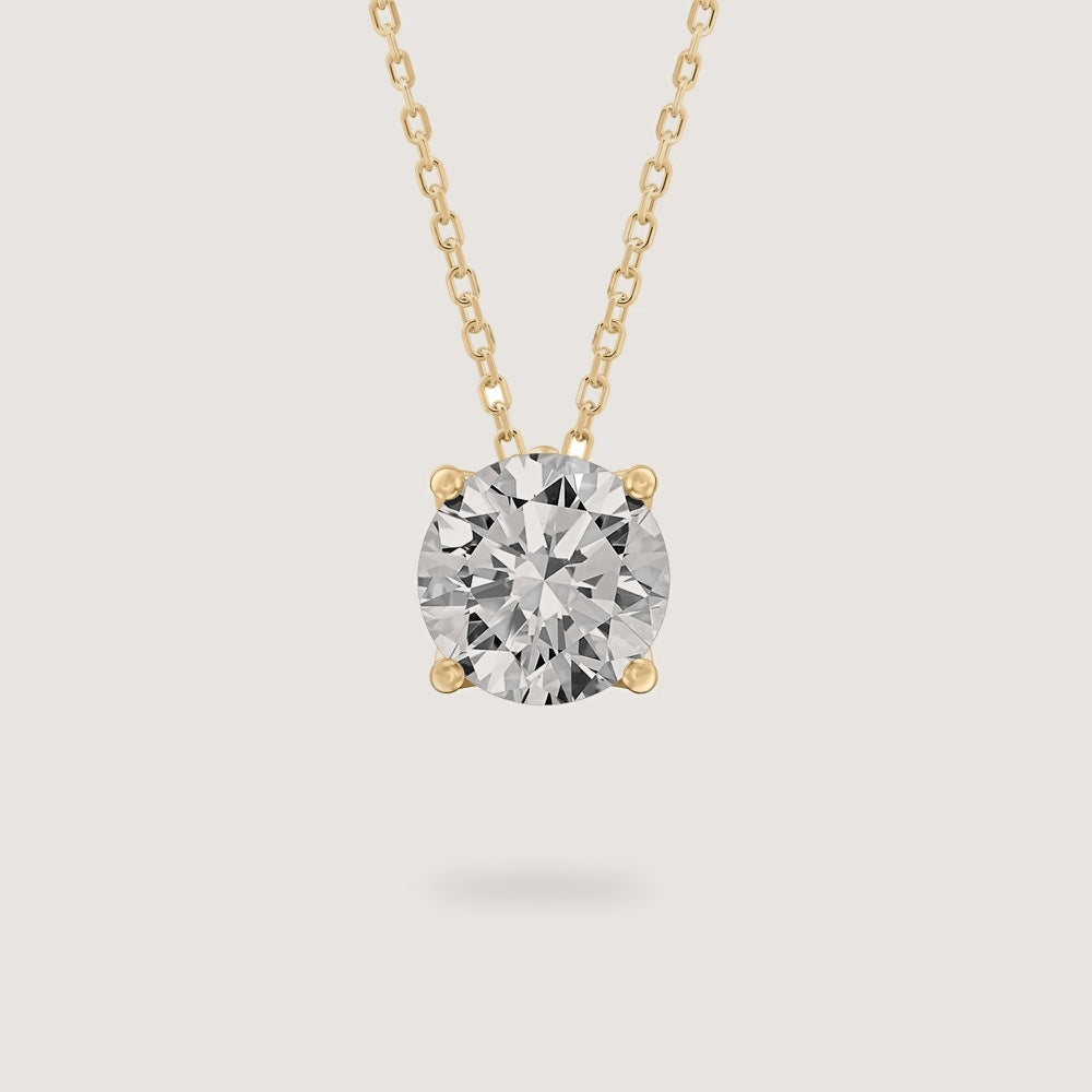 Diamond Pendant - Round - Yellow Gold