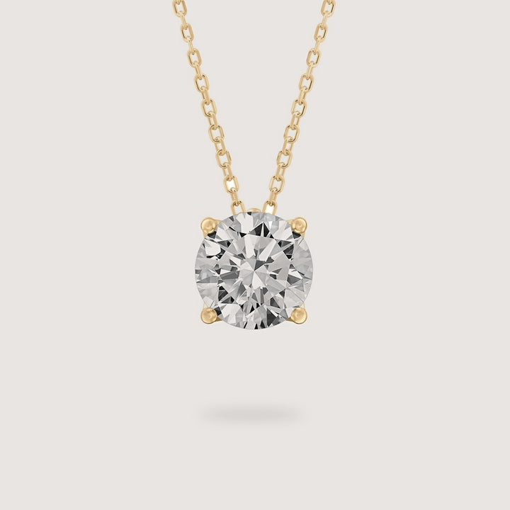 Diamond Pendant - Round - Yellow Gold
