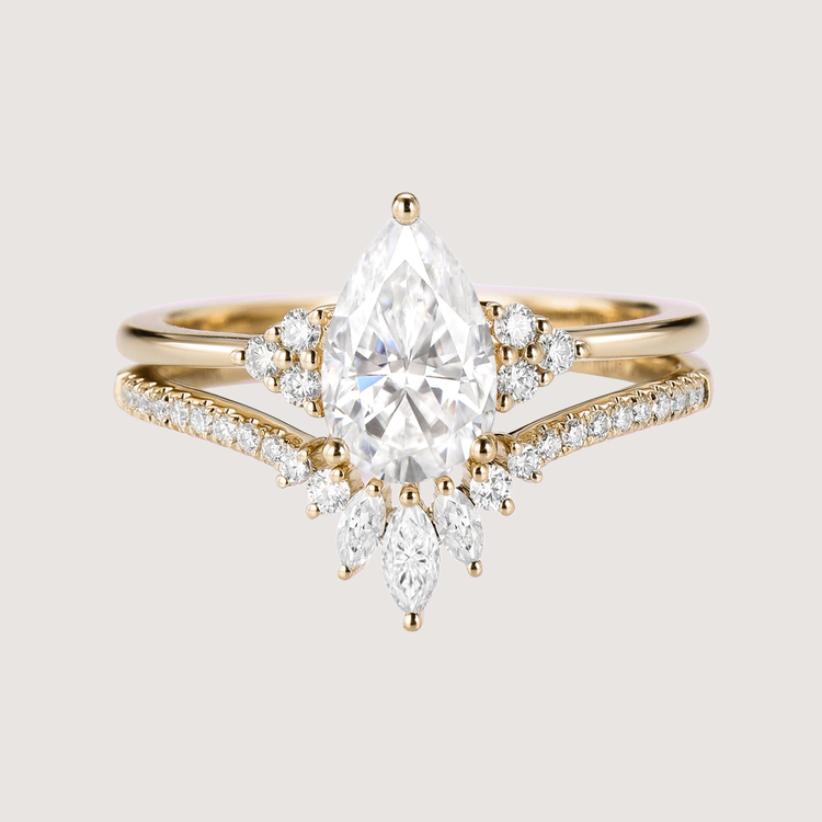 Pear Moissanite Ring Set 2pcs – Camille