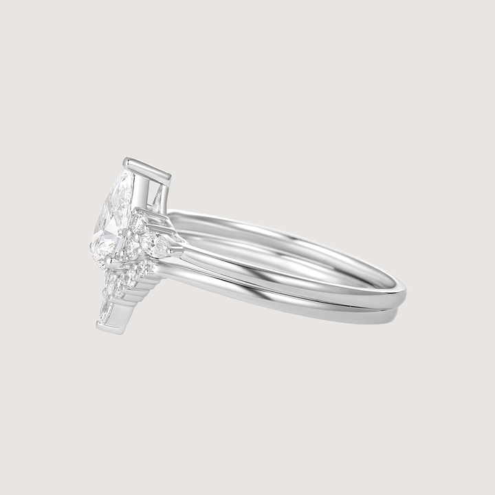 Pear Moissanite Engagement Ring Set 2pcs - Lydia