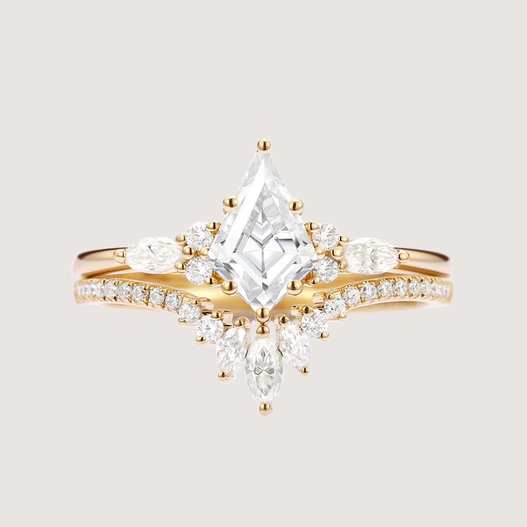 Kite Cut Moissanite Ring Set 2pcs – Aurora