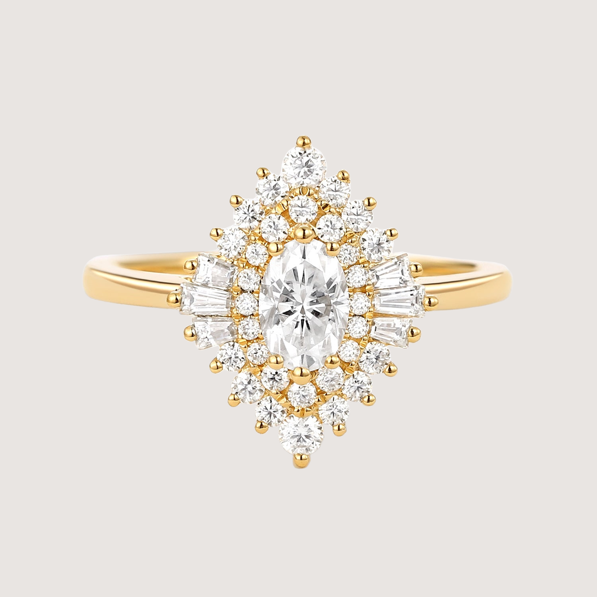 Art Deco Moissanite Stacking Halo Ring - Valerie