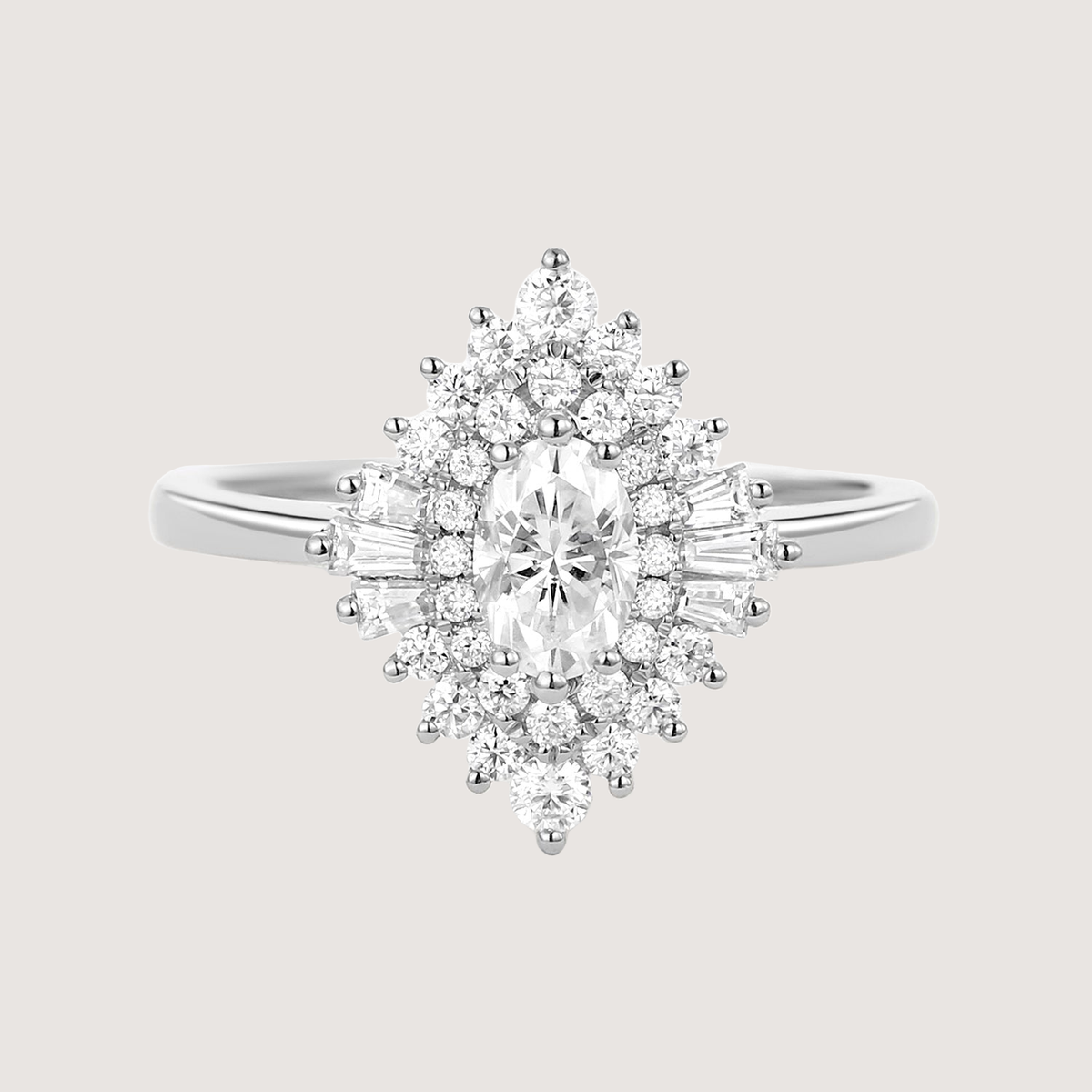 Art Deco Moissanite Stacking Halo Ring - Valerie