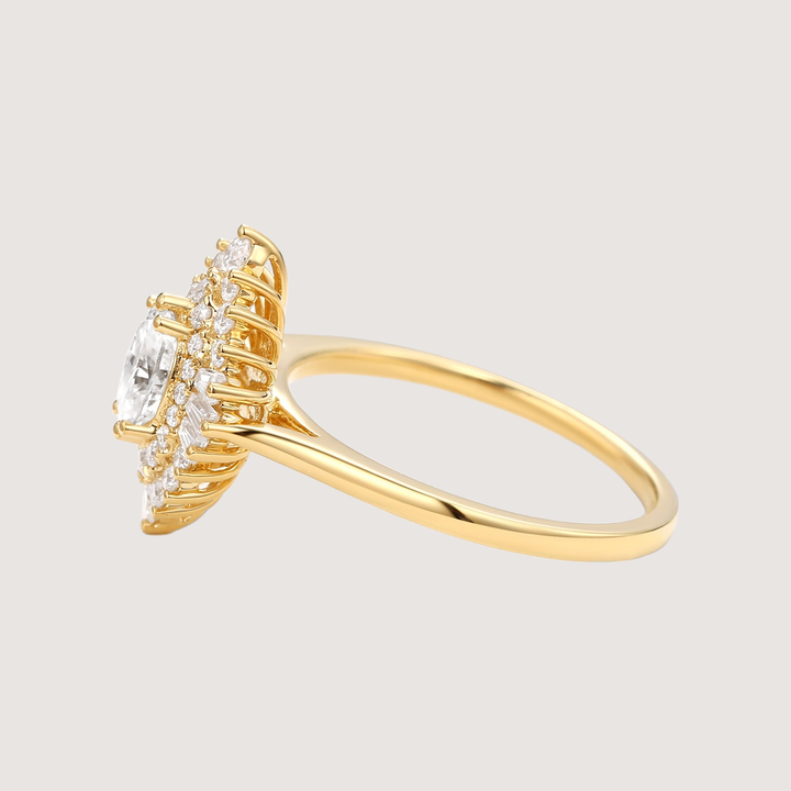 Art Deco Moissanite Stacking Halo Ring - Valerie