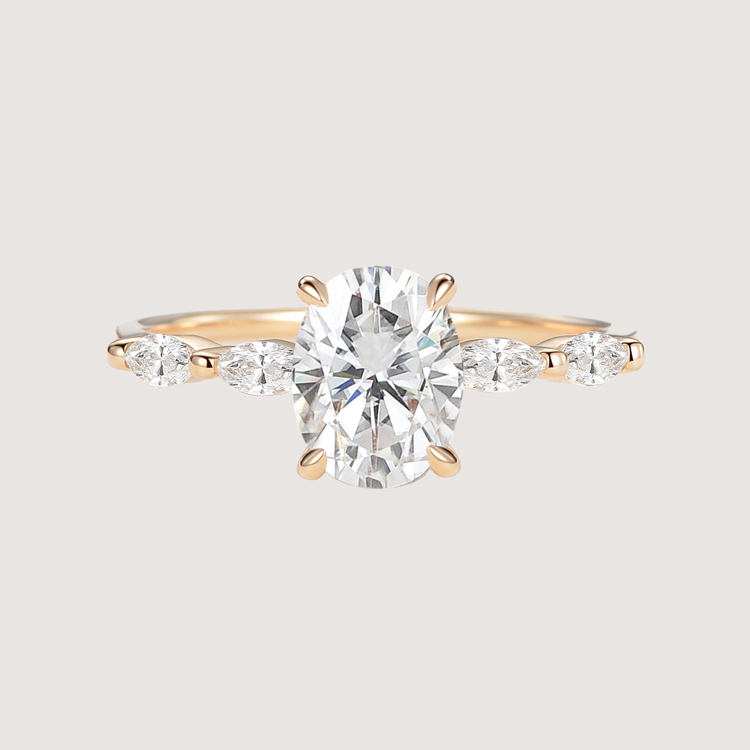 Oval Moissanite Vintage Solitaire Ring - Elizabeth