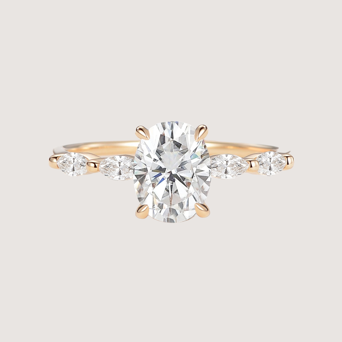 Oval Moissanite Vintage Solitaire Ring - Elizabeth