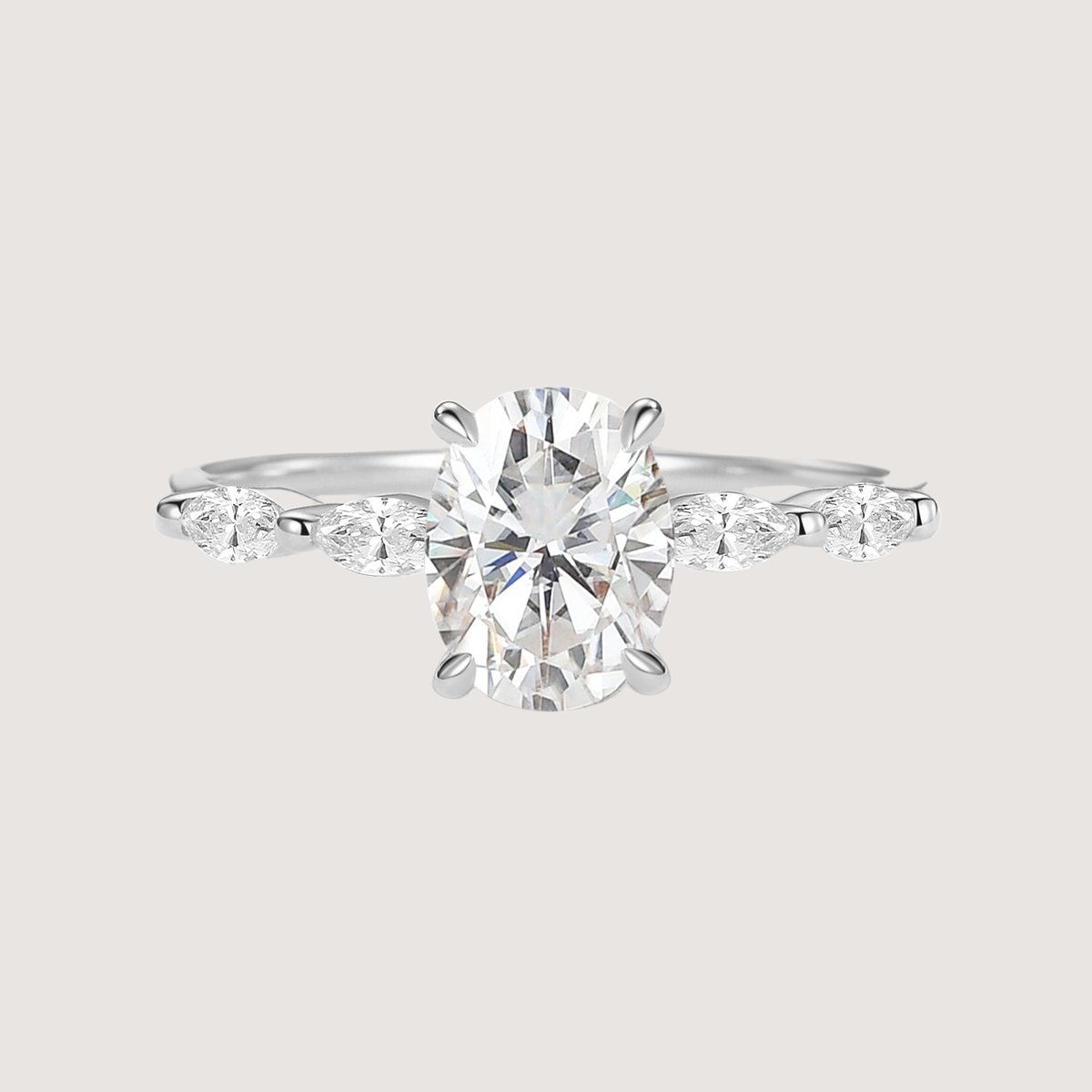 Oval Moissanite Vintage Solitaire Ring - Elizabeth