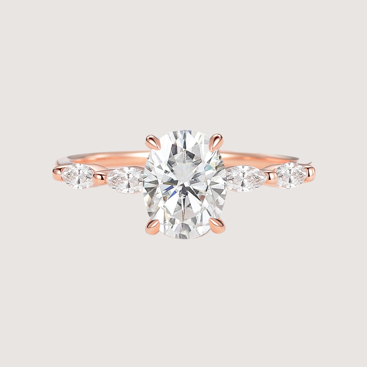 Oval Moissanite Vintage Solitaire Ring - Elizabeth