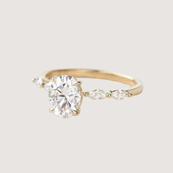 Oval Moissanite Vintage Solitaire Ring - Elizabeth