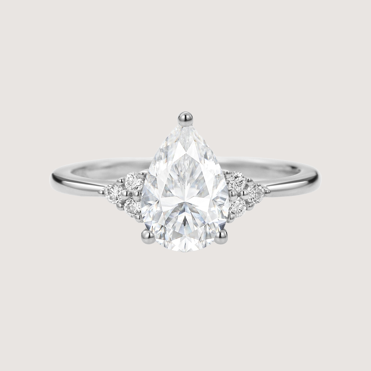 1.5ct Signature Pear Moissanite Vintage Cluster Ring - Lydia