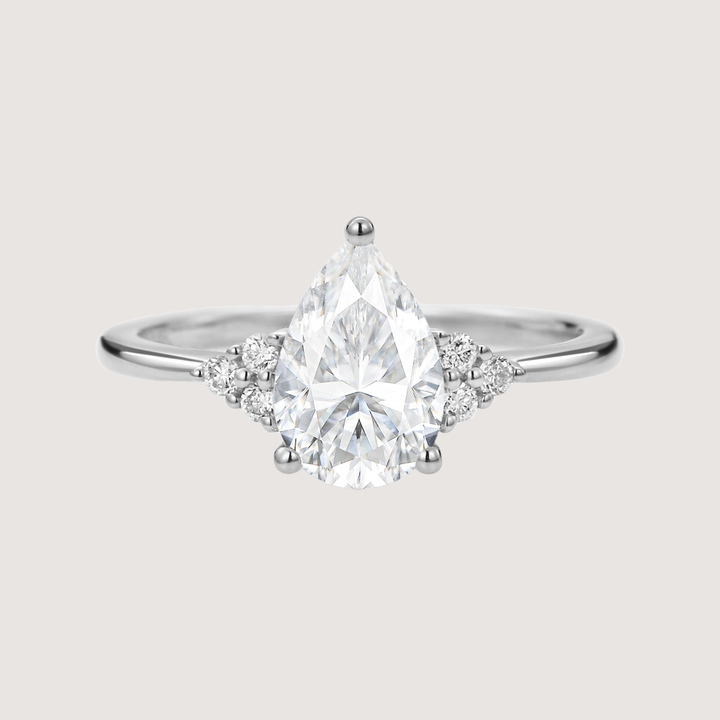 1.5ct Signature Pear Moissanite Vintage Cluster Ring - Lydia