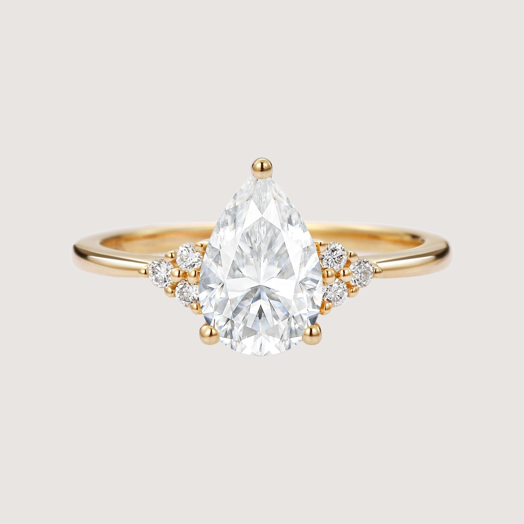 1.5ct Signature Pear Moissanite Vintage Cluster Ring - Lydia