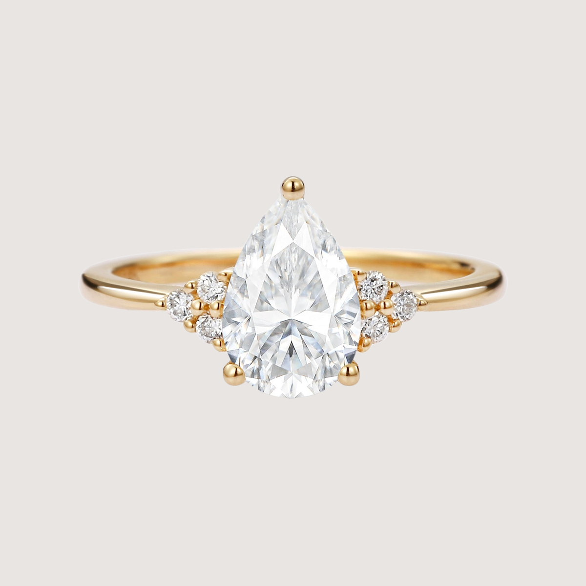 1.5ct Signature Pear Moissanite Vintage Cluster Ring - Lydia