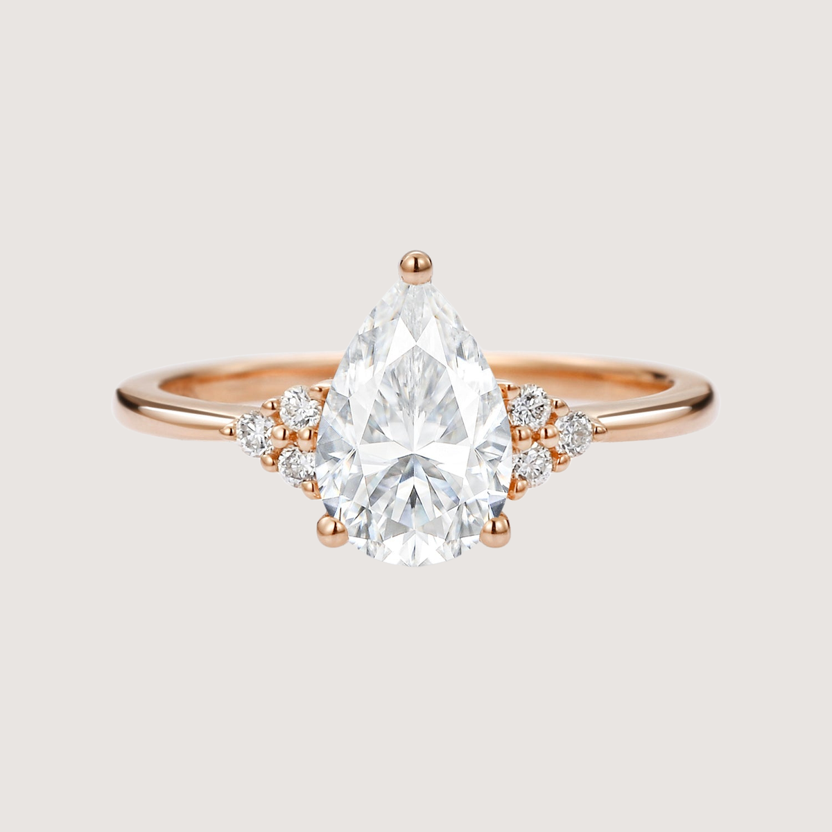 1.5ct Signature Pear Moissanite Vintage Cluster Ring - Lydia