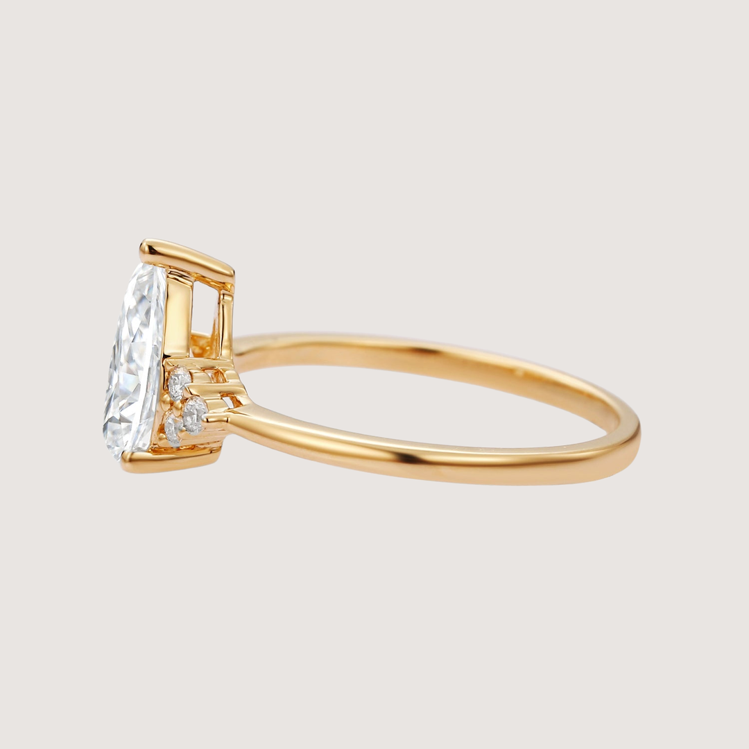 1.5ct Signature Pear Moissanite Vintage Cluster Ring - Lydia