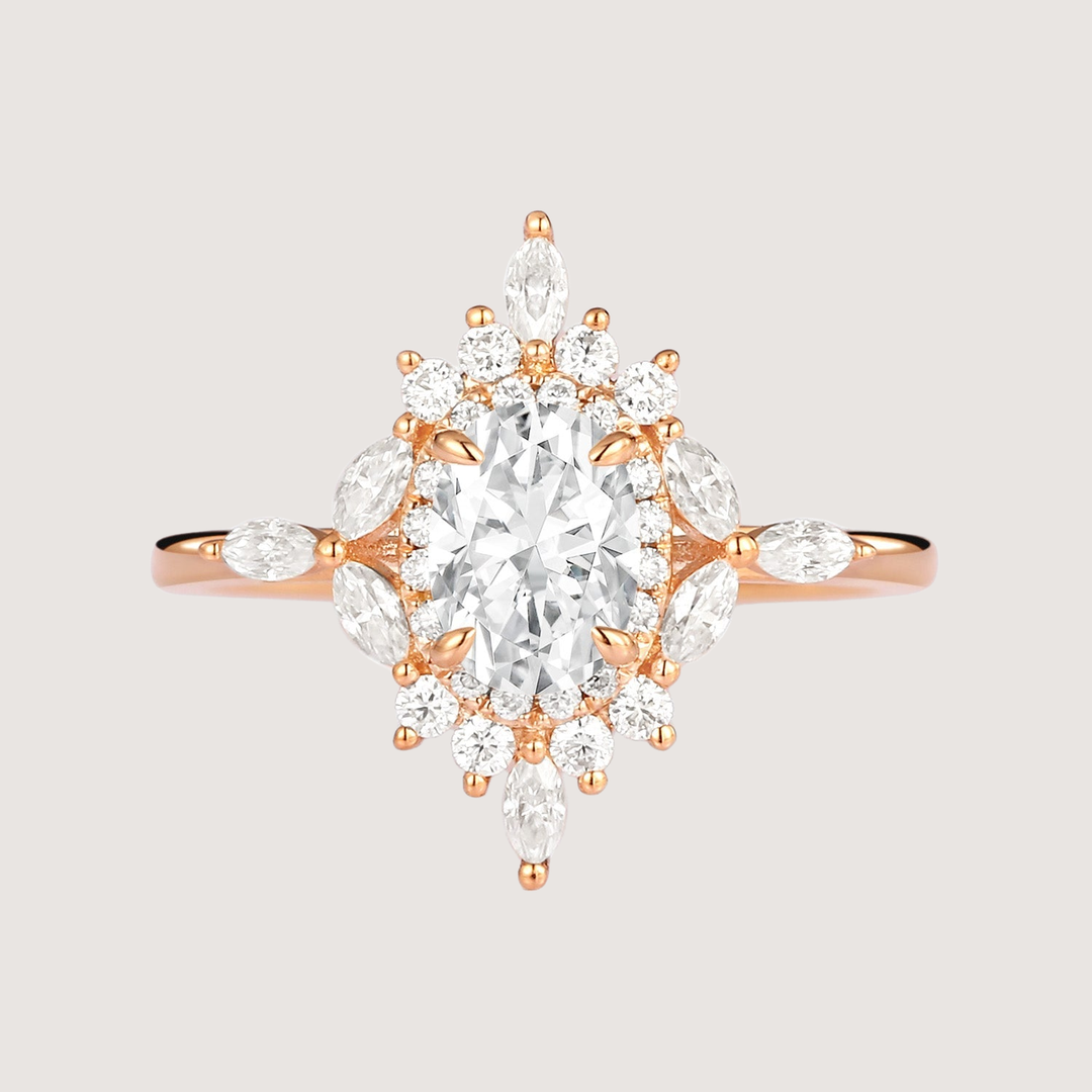 1.0ct Oval Moissanite Floral Vintage Engagement Ring