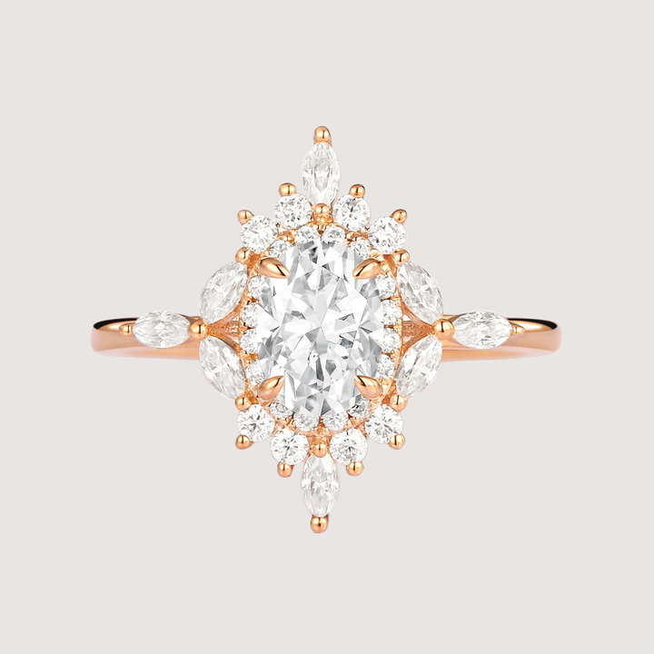 1.0ct Oval Moissanite Floral Vintage Engagement Ring