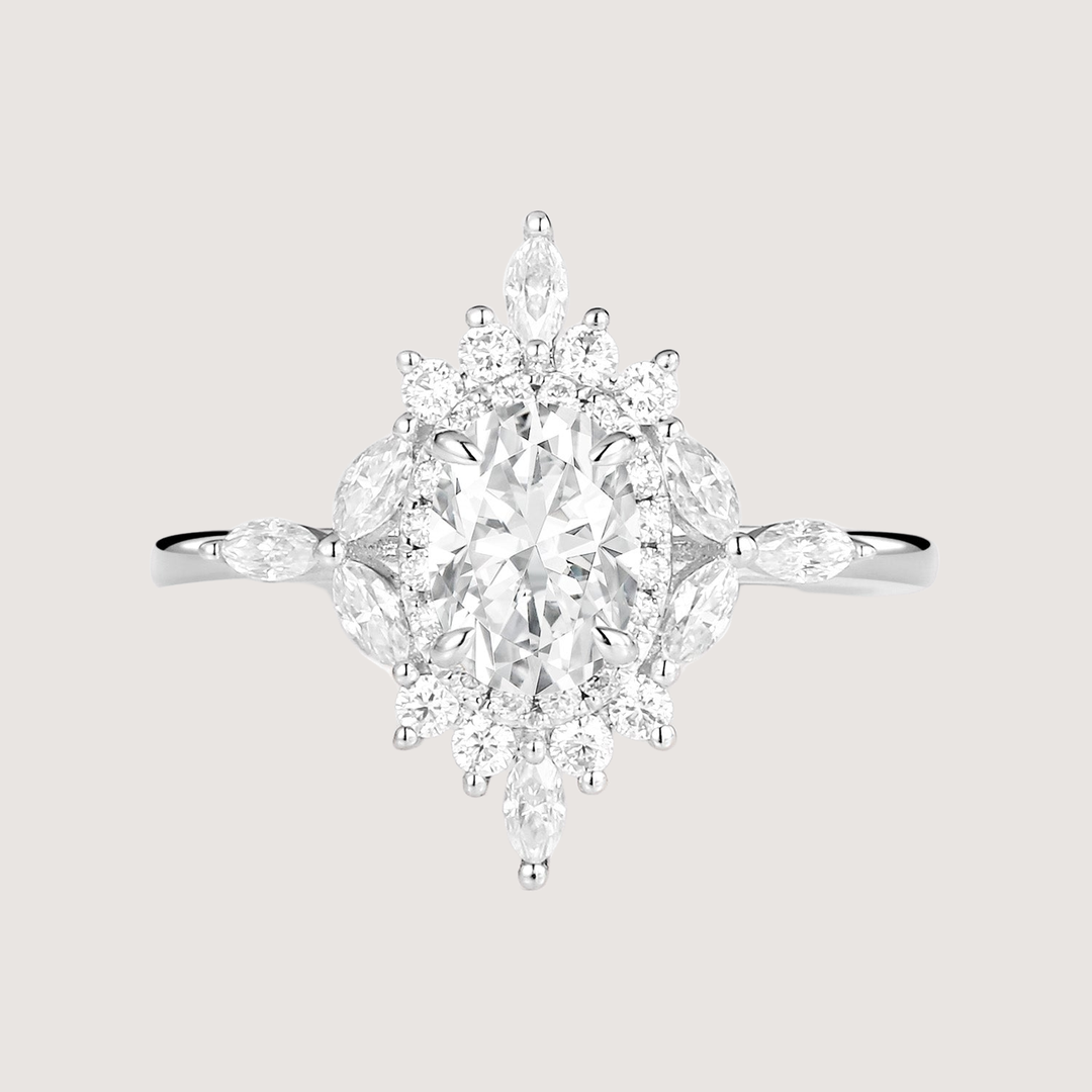 1.0ct Oval Moissanite Floral Vintage Engagement Ring