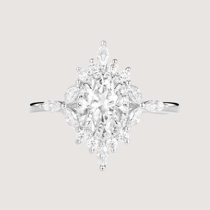 1.0ct Oval Moissanite Floral Vintage Engagement Ring