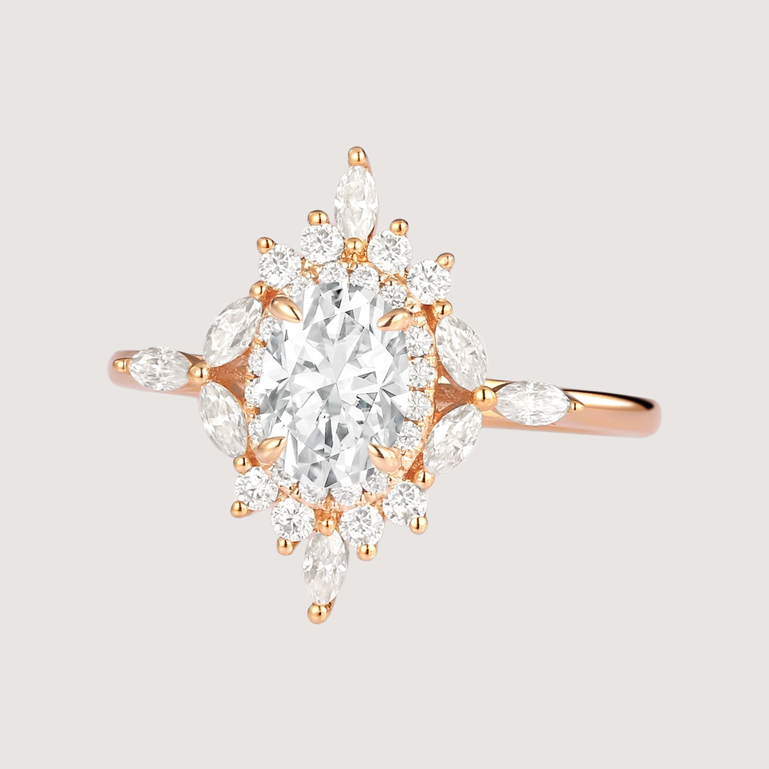 1.0ct Oval Moissanite Floral Vintage Engagement Ring
