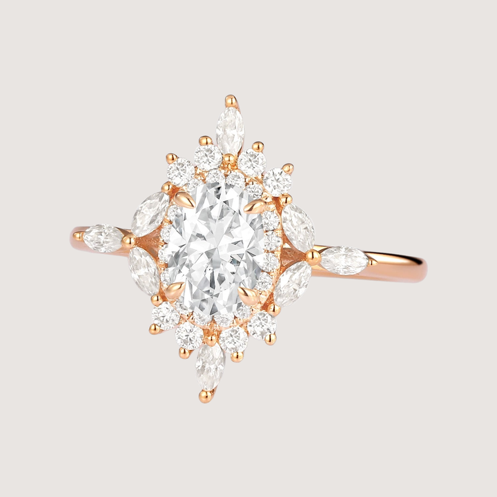 1.0ct Oval Moissanite Floral Vintage Engagement Ring