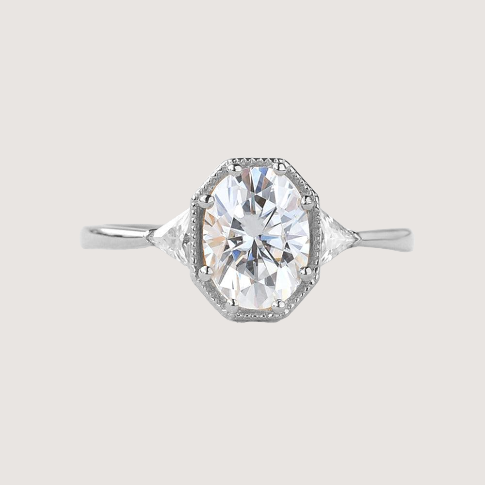 1.5ct Geometric Moissanite Three-stone Vintage Ring