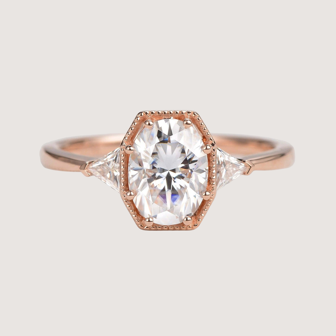 1.5ct Geometric Moissanite Three-stone Vintage Ring