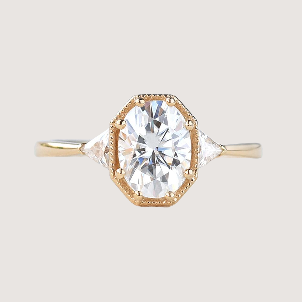 1.5ct Geometric Moissanite Three-stone Vintage Ring